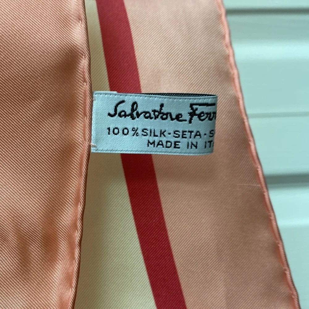 Salvatore Ferragamo Pink Floral Square silk scarf - Picture 2 of 3